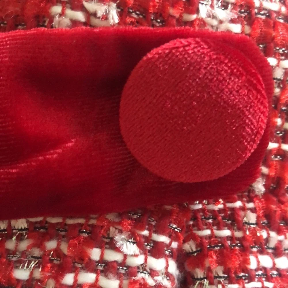 Bluebei Red & White Tweed Coat & Dress Set red velvet & sliver details Size 7/8